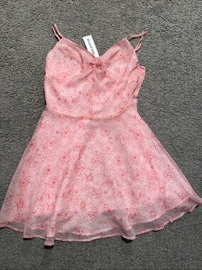 New Urban Outfitters Pink Floral Spaghetti-Strap Sundress